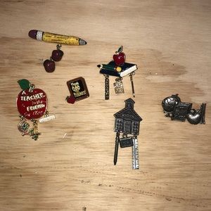 Six teacher pins/Brooches